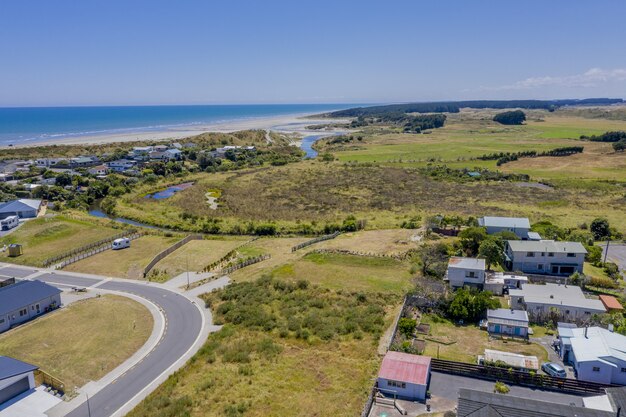 High Angle Shot des berühmten Otaki Beach in Neuseeland