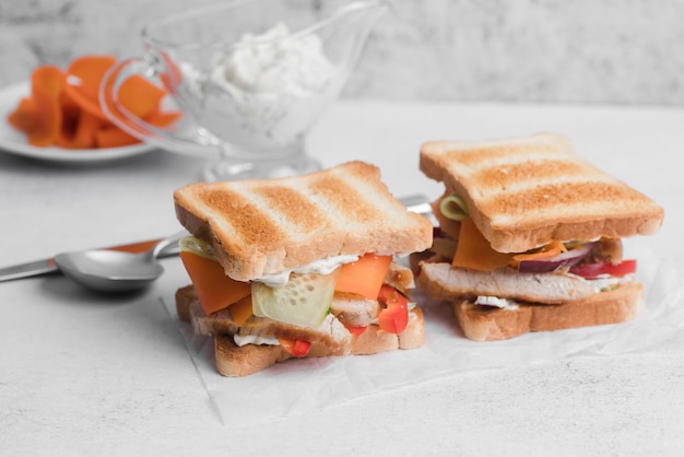 High Angle Toast Sandwiches