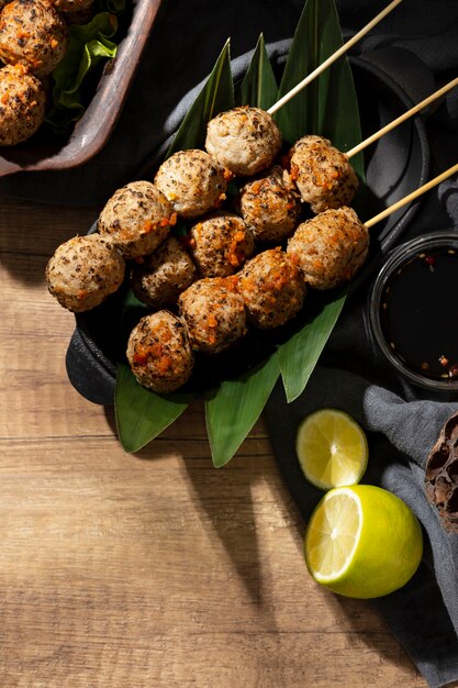 High Angle Zusammensetzung von köstlichen indonesischen Bakso