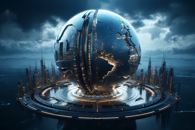 Hightech-Ansicht der futuristischen Erde