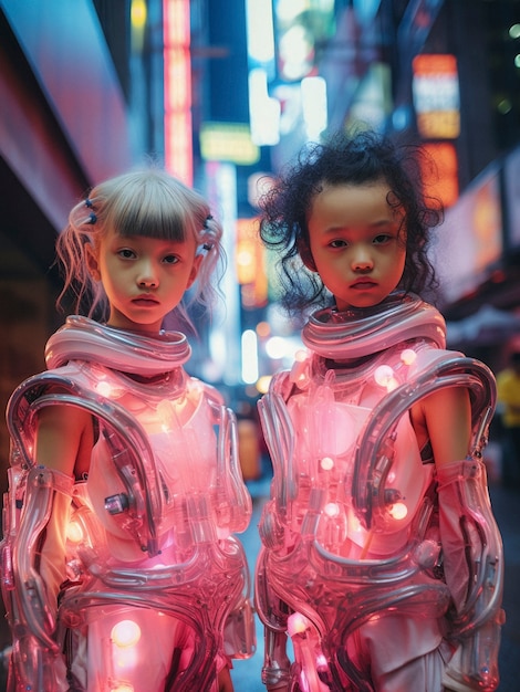 Kostenloses Foto hightech-porträt eines jungen mädchens mit futuristischem stil