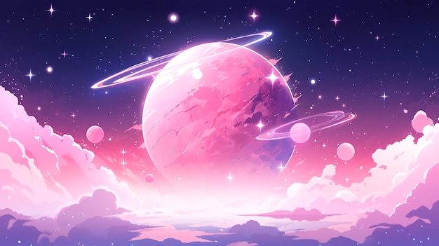 Kostenloses Foto hintergrund der galaxie im anime-stil