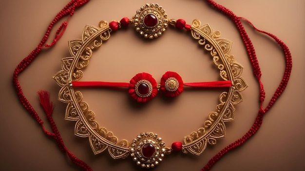 Kostenloses Foto hintergrund des indischen festivals raksha bandhan mit kopierraum. rakhi ist ein traditionelles indisches armband, das ein symbol der liebe zwischen brüdern und schwestern ist