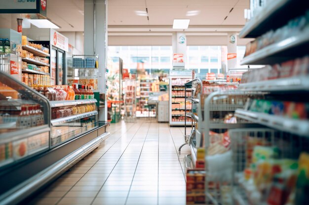 Hintergrund des Innenraums eines Supermarkts unscharf