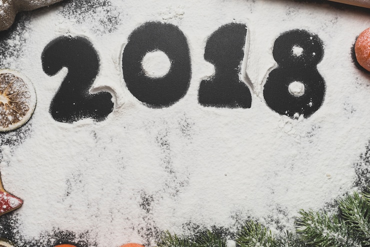Kostenlose Foto hintergrund des neuen jahres mit 2018 geschrieben in schnee