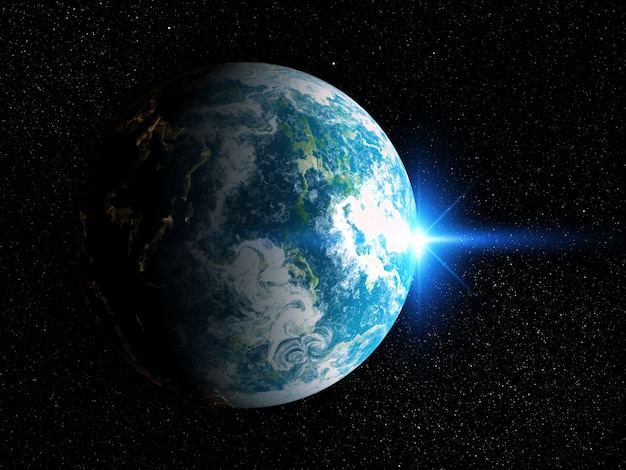 Hintergrund des Raumes 3D mit fiktivem Planeten