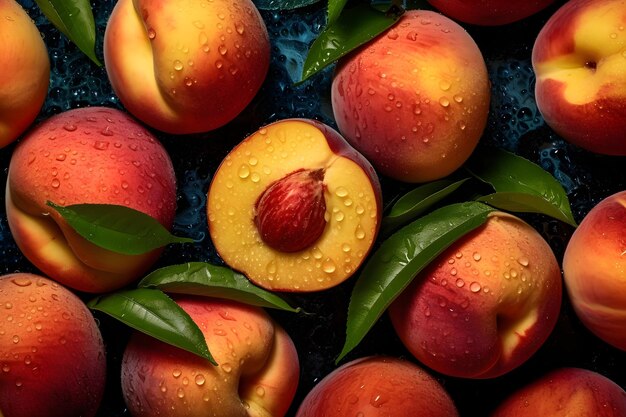 Hintergrund mit frischen Pfirsichen