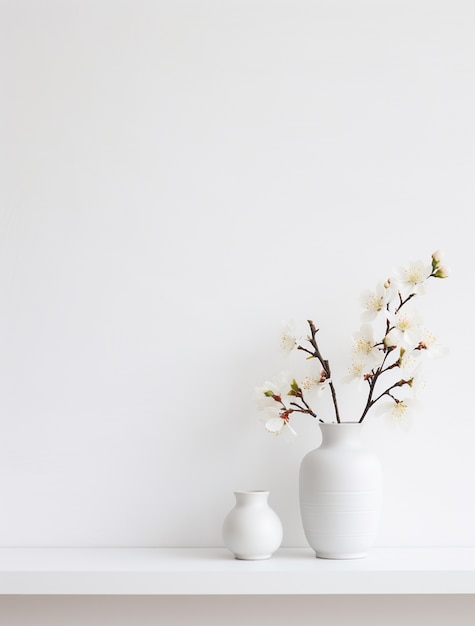 Hintergrund mit weißen Wänden und Pflanzen