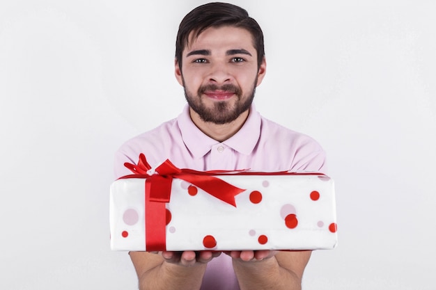 Hintergrund porträt paket glück männer