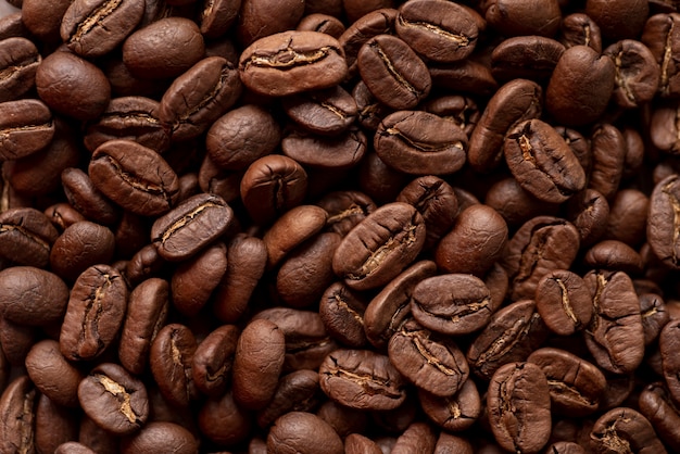 Hintergrund von geschmackvollen Röstkaffeebohnen