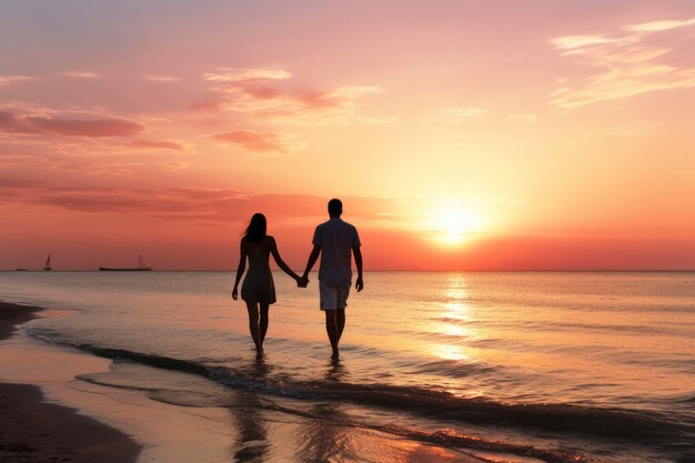 Hintergrundansicht eines verliebten Paares am Strand