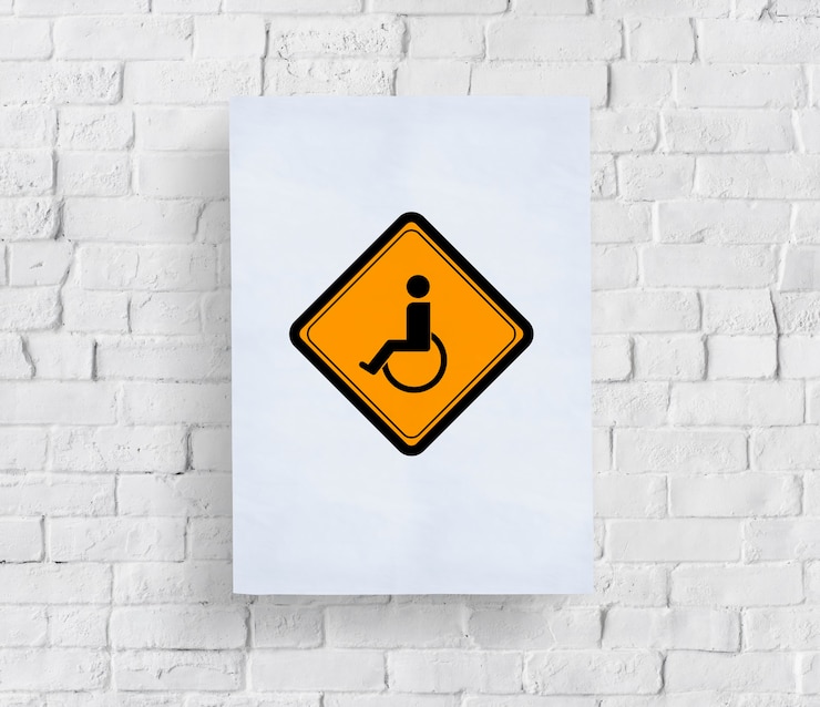 Kostenlose Foto hinweisschild für behinderte rollstuhlfahrer anzeigen