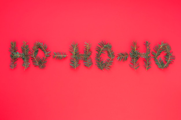 Ho Ho Ho Inschrift aus Zweigen