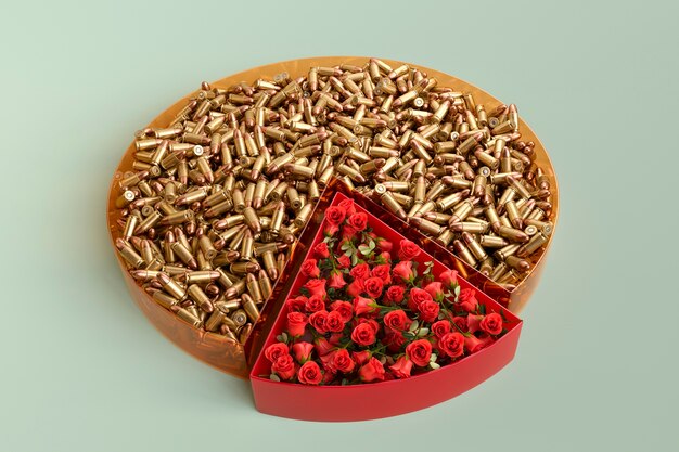 Hochwinkel-Kreisdiagramm mit Kugeln und Blumen