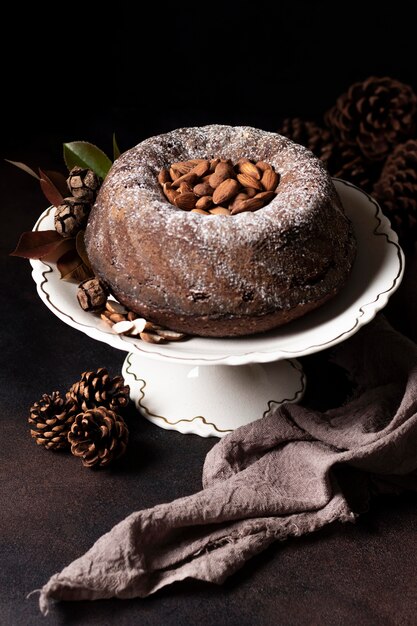 Hoher Winkel des köstlichen Kuchenkonzepts