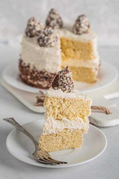 Hoher Winkel des köstlichen Kuchenkonzepts