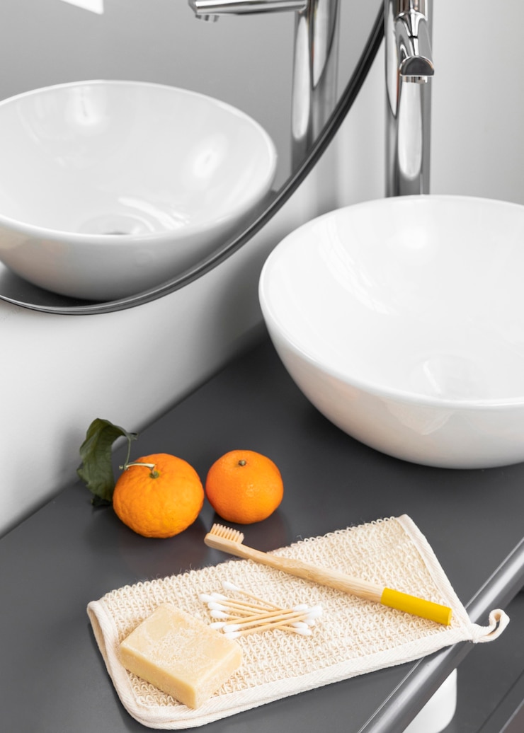 Kostenlose Foto hoher winkel des öko-kosmetik-konzepts
