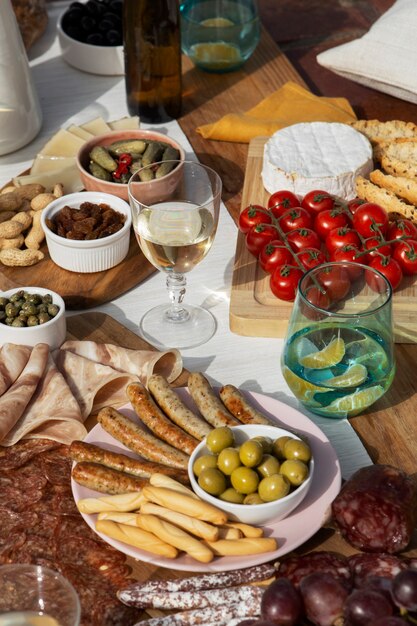 Hoher Winkel köstliches Essen Arrangement
