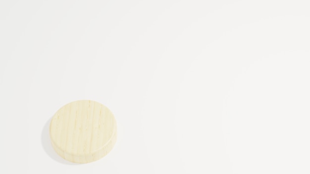 Holzpodest minimalistisch auf weißem hintergrund 3d-darstellung, die moderne einfache minimalistische wiedergabe macht