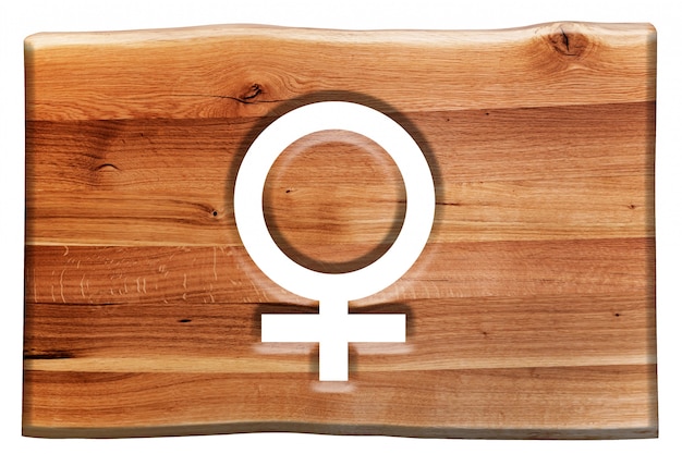Holzschild mit dem weiblichen Symbol