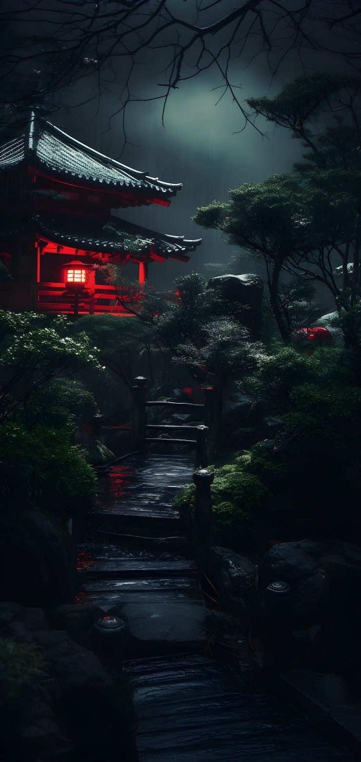 Kostenlose Foto horror-szene mit unheimlichem asiatischen park