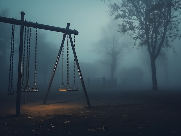 Horror-Szene mit unheimlichem Spielplatz