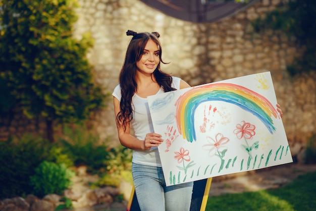 Kostenloses Foto hübsche frauenzeichnung