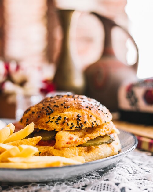 Hühnchen-Döner-Teller mit Pommes Frites