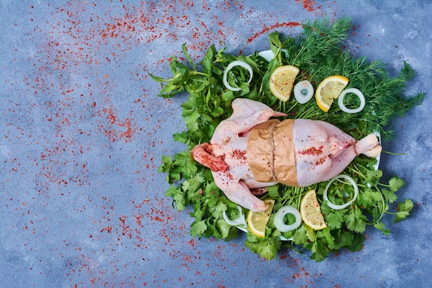 Hühnerfleisch mit Kräutern und Gewürzen.