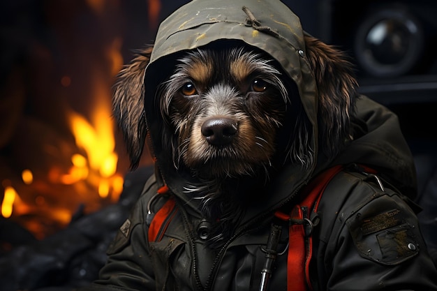 Kostenloses Foto hund im hintergrund von hiking gear