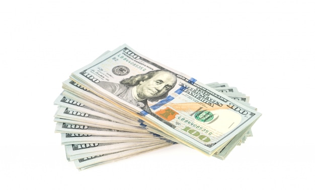 Hundert-Dollar-Banknoten auf weißem Hintergrund