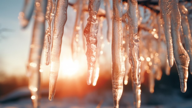 Kostenloses Foto icicles hängen scharf gegen die helle winterliche sonne