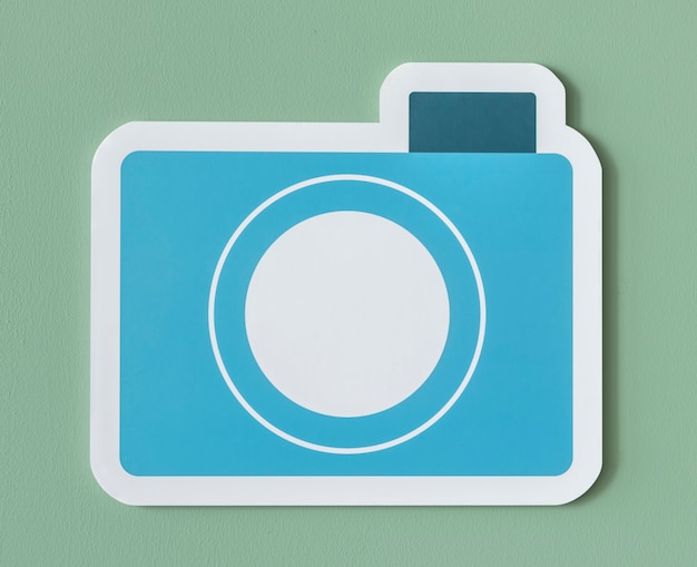Kostenloses Foto ikone der blauen papierkamera