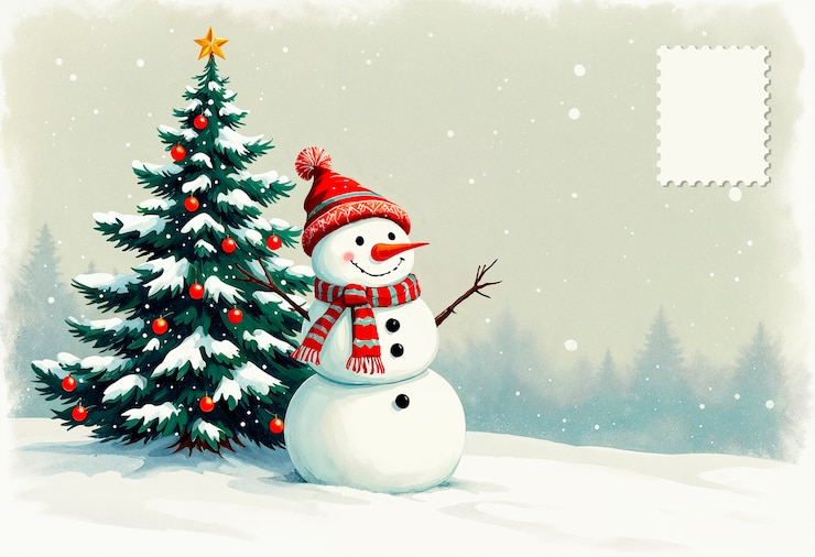Kostenlose Foto illustration auf einer alten weihnachtspostkarte