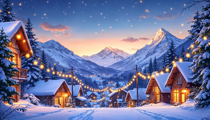 Kostenlose Foto illustration einer winterlandschaft