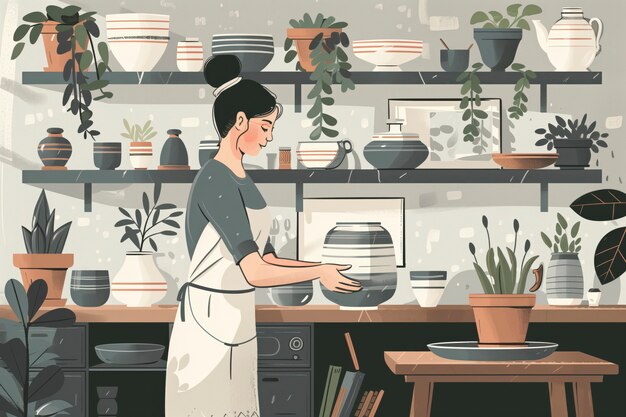 Illustration von Töpferwaren im digitalen Kunststil