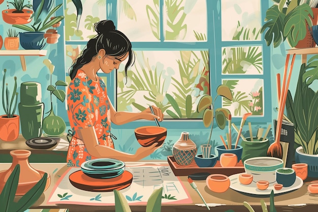 Illustration von Töpferwaren im digitalen Kunststil