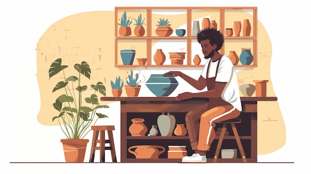 Illustration von Töpferwaren im digitalen Kunststil