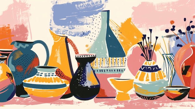 Illustration von Töpferwaren im digitalen Kunststil