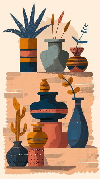 Illustration von Töpferwaren im digitalen Kunststil