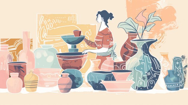 Illustration von Töpferwaren im digitalen Kunststil