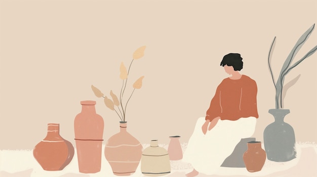Illustration von Töpferwaren im digitalen Kunststil
