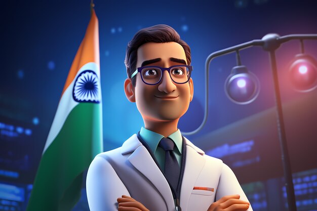 Indien feiert den Republiktag mit einer 3D-Persönlichkeit und einer Flagge