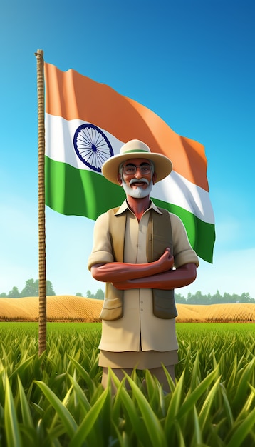 Kostenloses Foto indiens republiktag wird im 3d-stil gefeiert