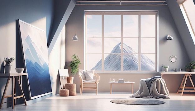 Indoor-Wohnraum mit modernem, elegantem Design generativer KI
