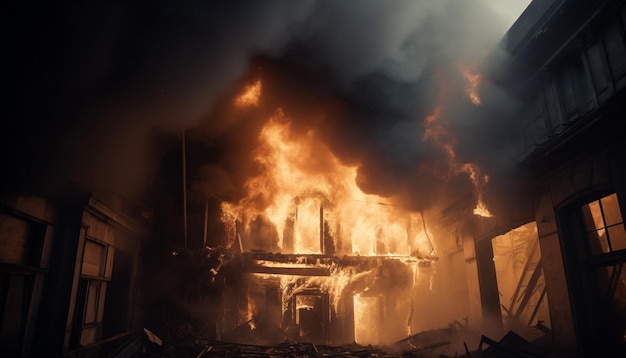 Inferno, glühende Stahlschmelzfabrik, explodierender Horror, erzeugt durch KI