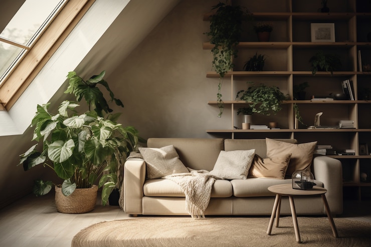 Kostenlose Foto innenraum im boho-stil dekoriert