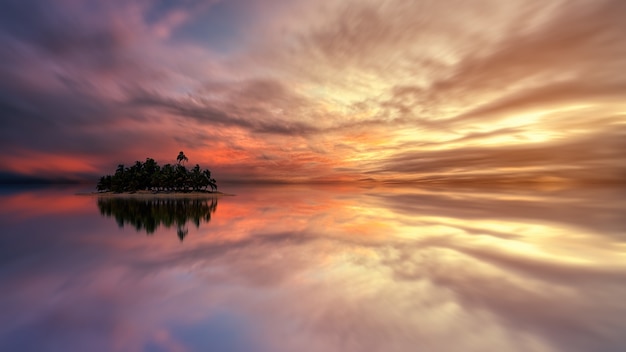 Insel während des Sonnenuntergangs