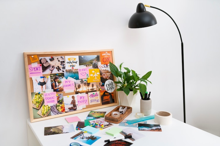 Kostenlose Foto inspirierendes vision board mit zitaten