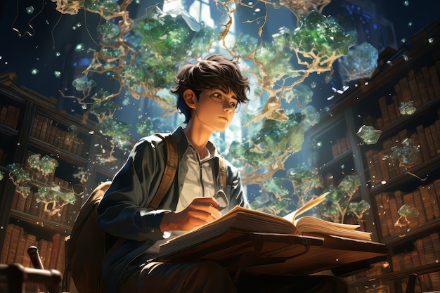 Internationale Tag der Bildung Szene mit Fantasy-Stil